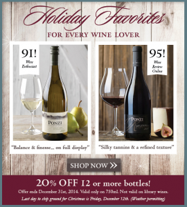 This is how big this image-only e-mail would appear on your iPhone. Pretty challenging to read. Although the biggest crime here is that they forget to name the newly rated wines then drop you into the store's front page when you click "Shop". People have no idea what they are looking for.