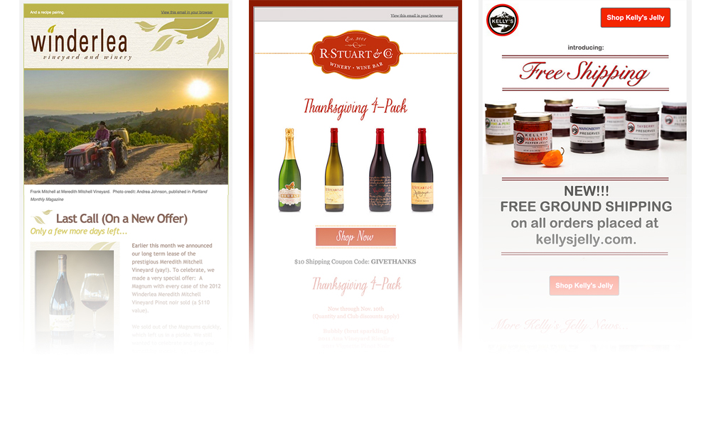 Examples of e-mails we send - full or pretty graphics AND text.