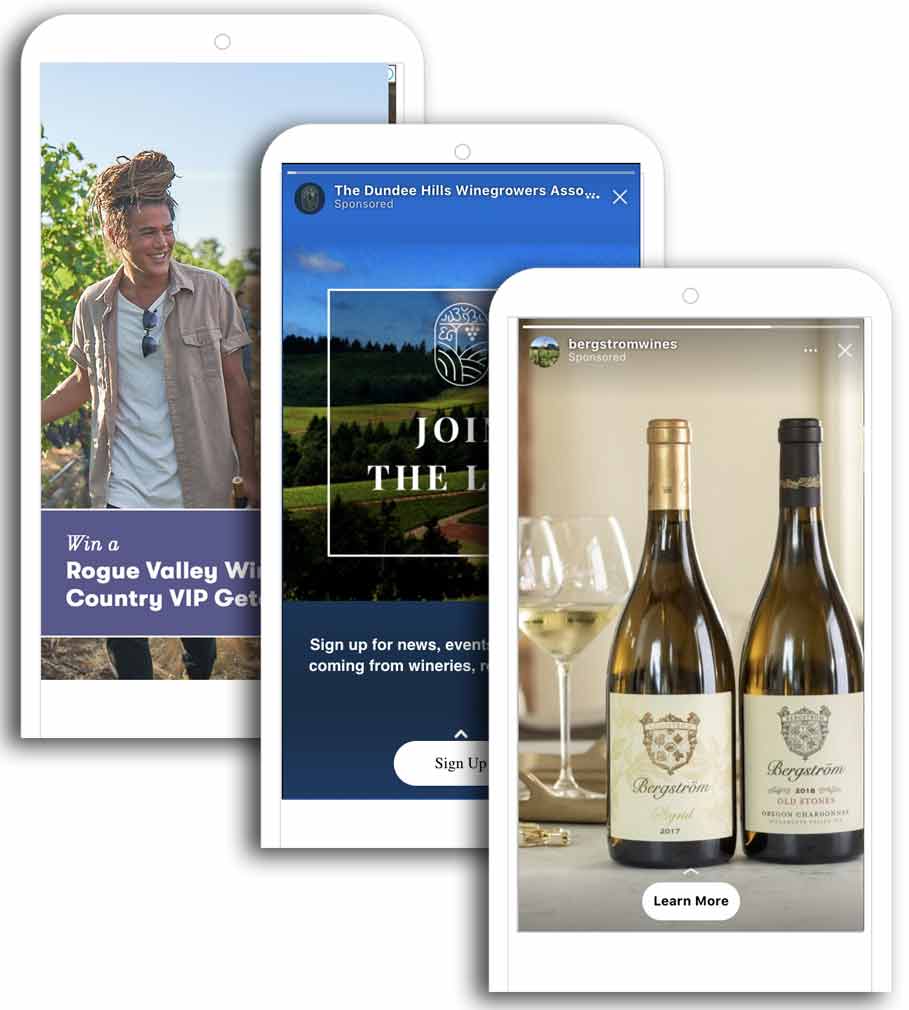 Facebook ads for wineries